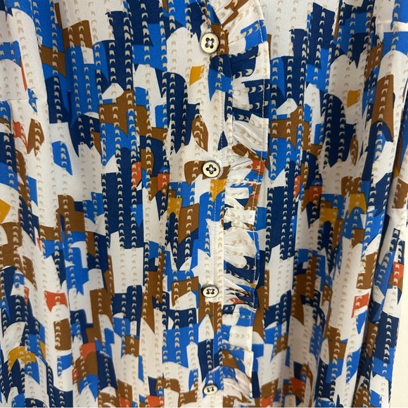 CAbi | Women's Blue and Brown Jigsaw Patterned Sleeveless Top Size XS - Picture 5 of 7